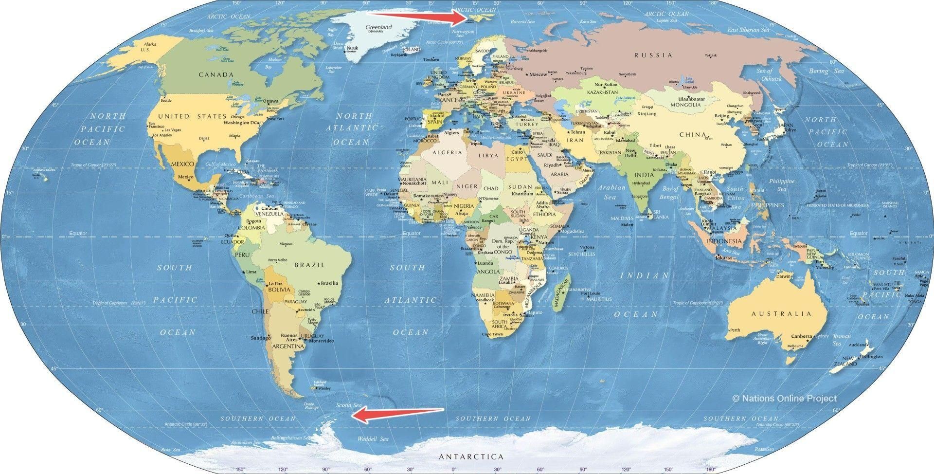 Mapa świata (c) Nations Online Project