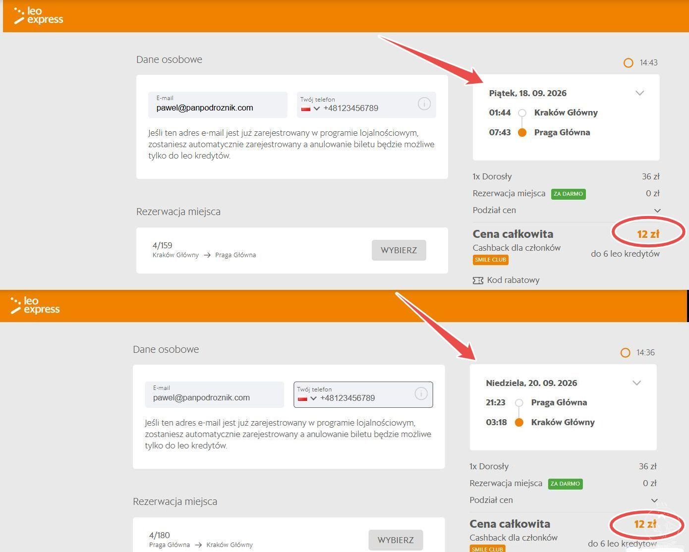 Bilet Kraków - Praga - Kraków (c) panpodroznik.com