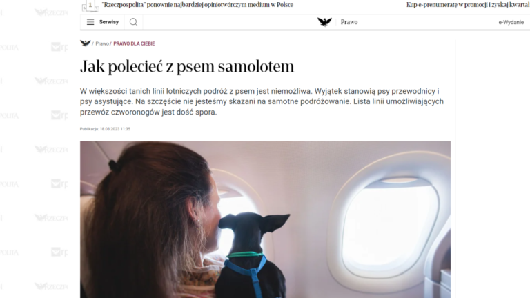 Rzeczpospolita: Pan Podróżnik o tym, jak polecieć z psem samolotem Rzeczpospolita banner (c) Paweł Kunz, panpodroznik.com
