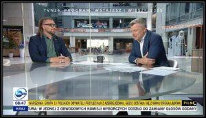 Antena live w telewizji TVN24, program "Wstajesz i wiesz"