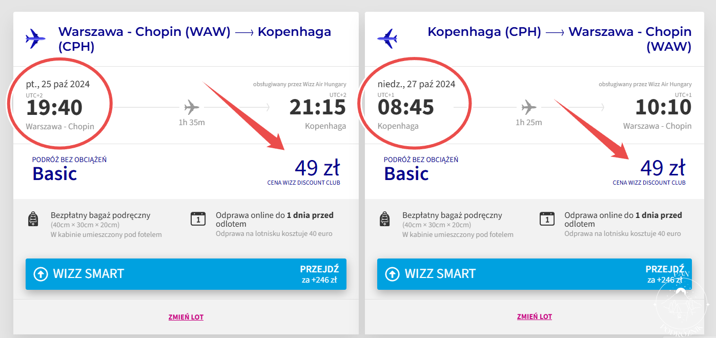 Przelot na trasie Warszawa - Kopenhaga - Warszawa (c) panpodroznik.com